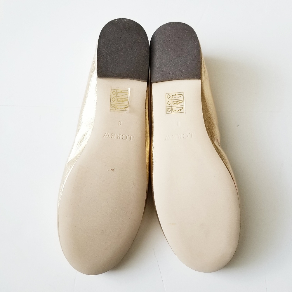 J. Crew Evie Gold Leather Ballet flats. Size 8. Like New - Picture 4 of 6
